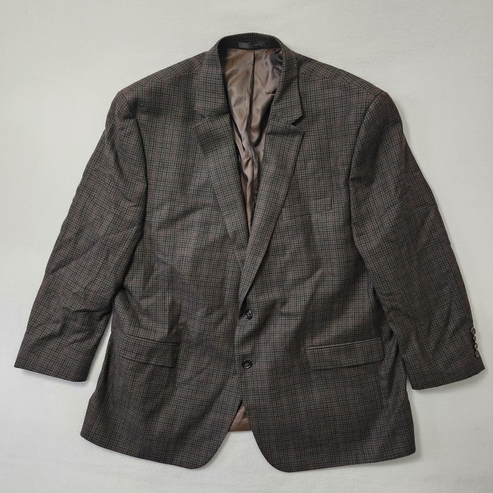 Lauren Ralph Lauren Blazer Men's 50R Brown Wool Plaid 2-Button Coat Jacket RL